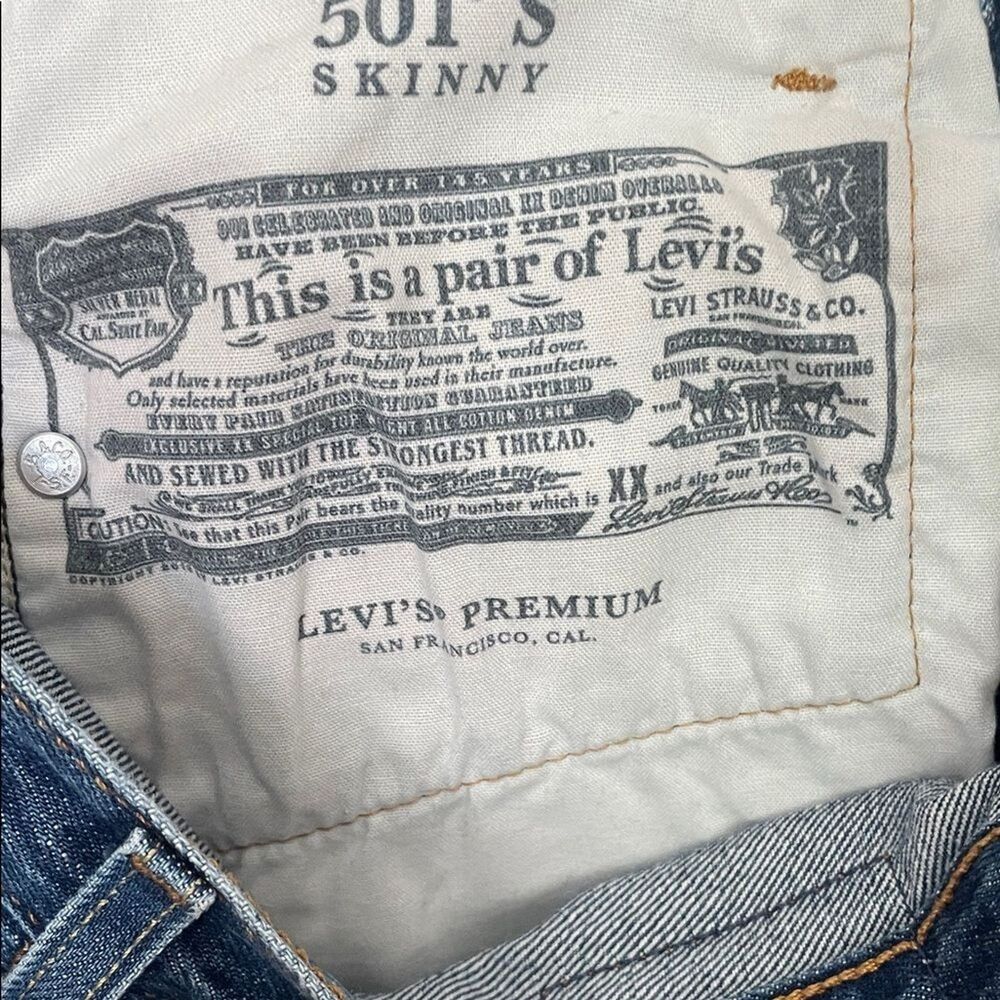 Levi's Premium Women's 501 Skinny Distressed Button Fly Big E 26 Americana Indie - Picture 7 of 7
